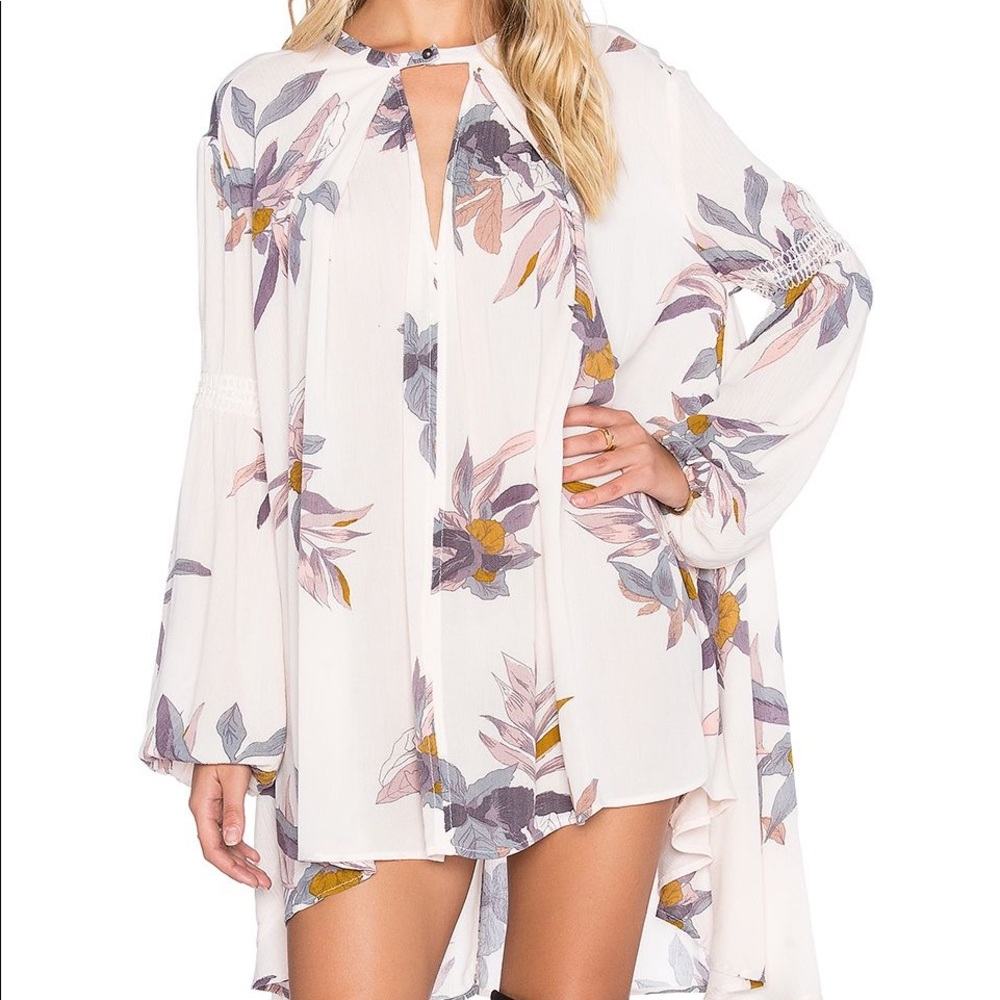Free People Electric Orchid Print Swing Tunic - Picture 1 of 6